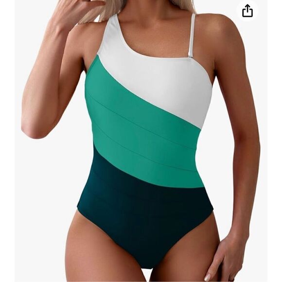 Eomenie Women's One Piece Tummy Control Swimsuit One Shoulder Bathing Suit - Picture 1 of 6